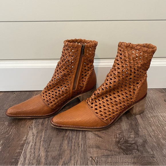 Free People Women's Tan In The Loop Woven Boot Leather - Boho - Festival - New! - Picture 4 of 7